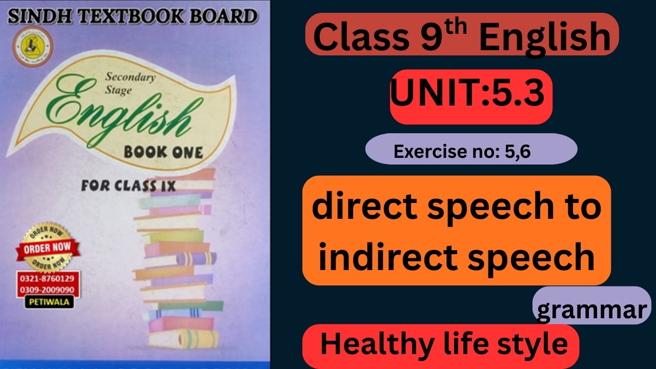 Direct  indirect speech  with Hindi/Urdu II ex 5 unit 5.3  English class 9 | Sindh board |