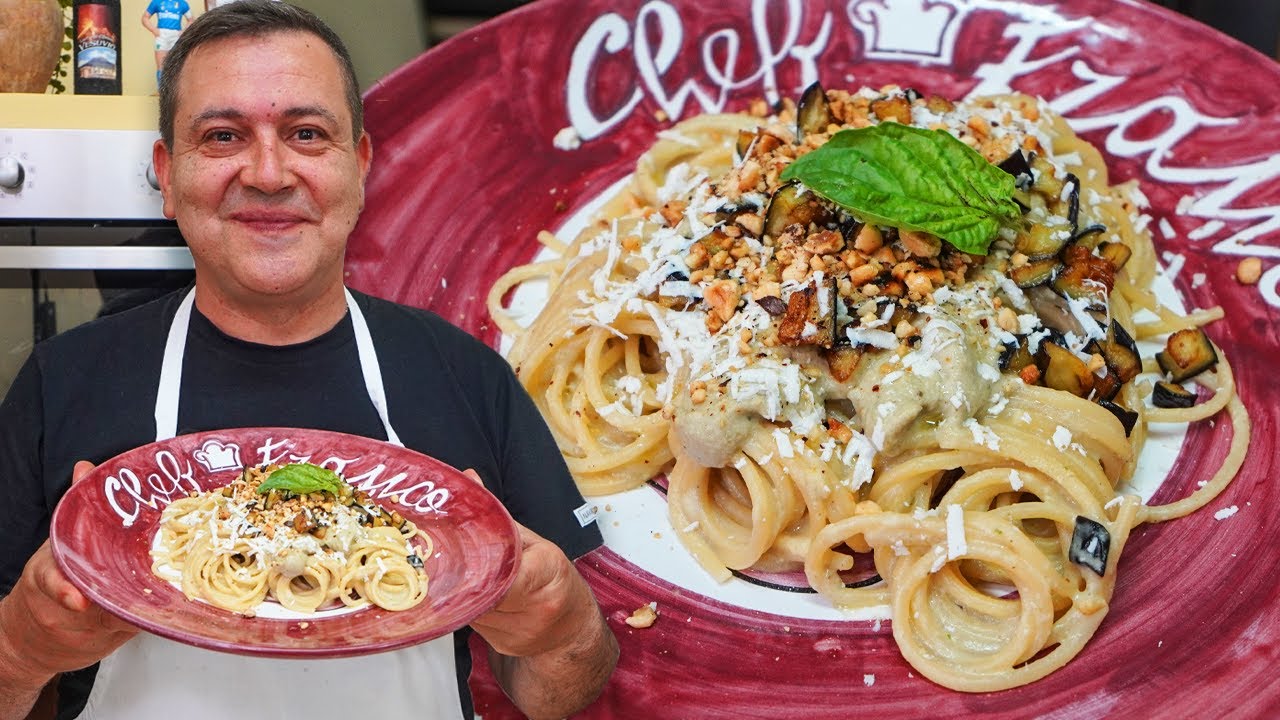SPAGHETTI con CREMA di MELANZANE - Ricetta CREMOSA e SAPORITA