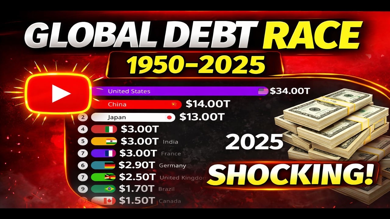 USA $34 TRILLION?! 😱 Global Debt Race 1950–2025 | Interesting Data Hub