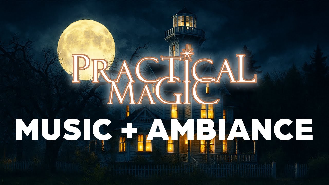 Practical Magic | Music & Ambiance | Light Rain Sounds & Cozy Witch House at Night
