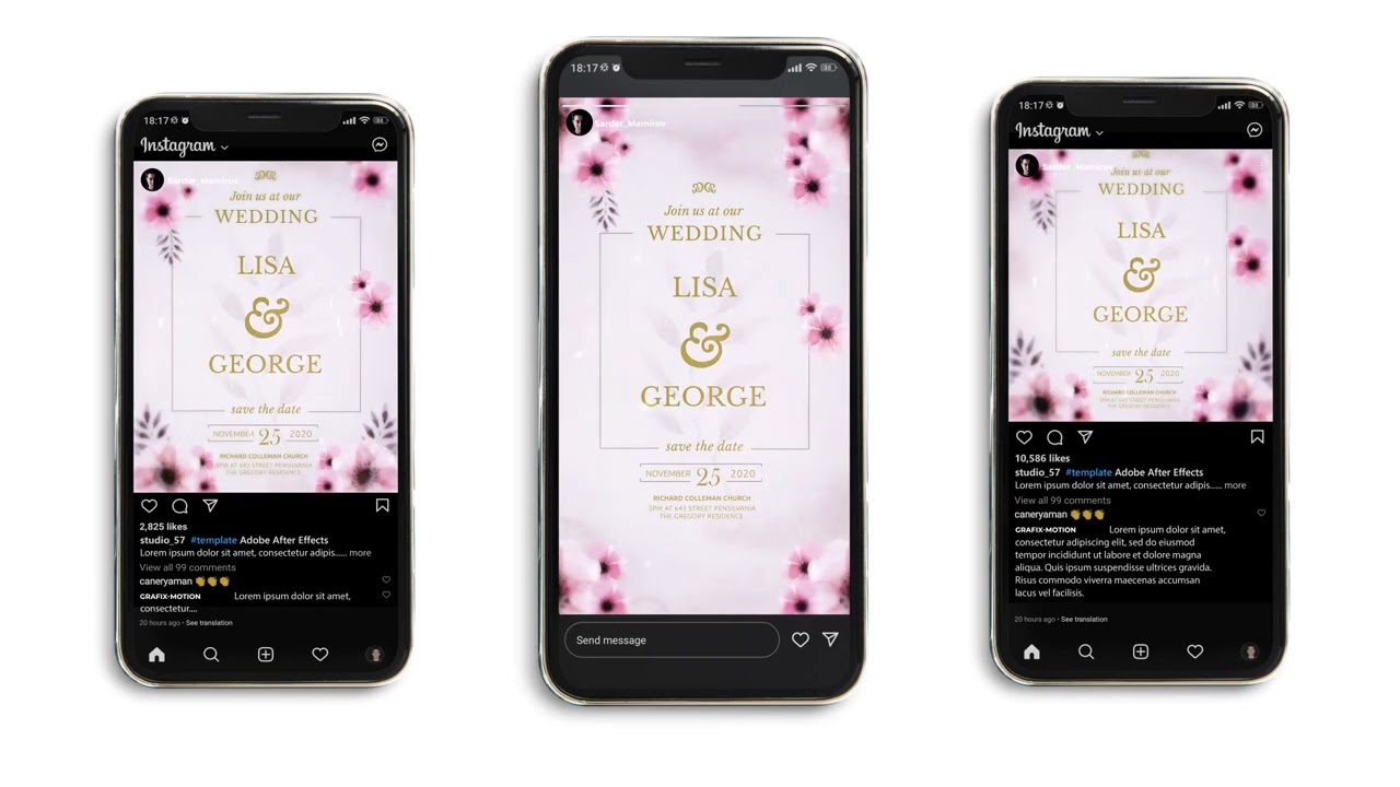 Wedding Instagram Post || Wedding Invitation Intro - After Effects Template Videohive