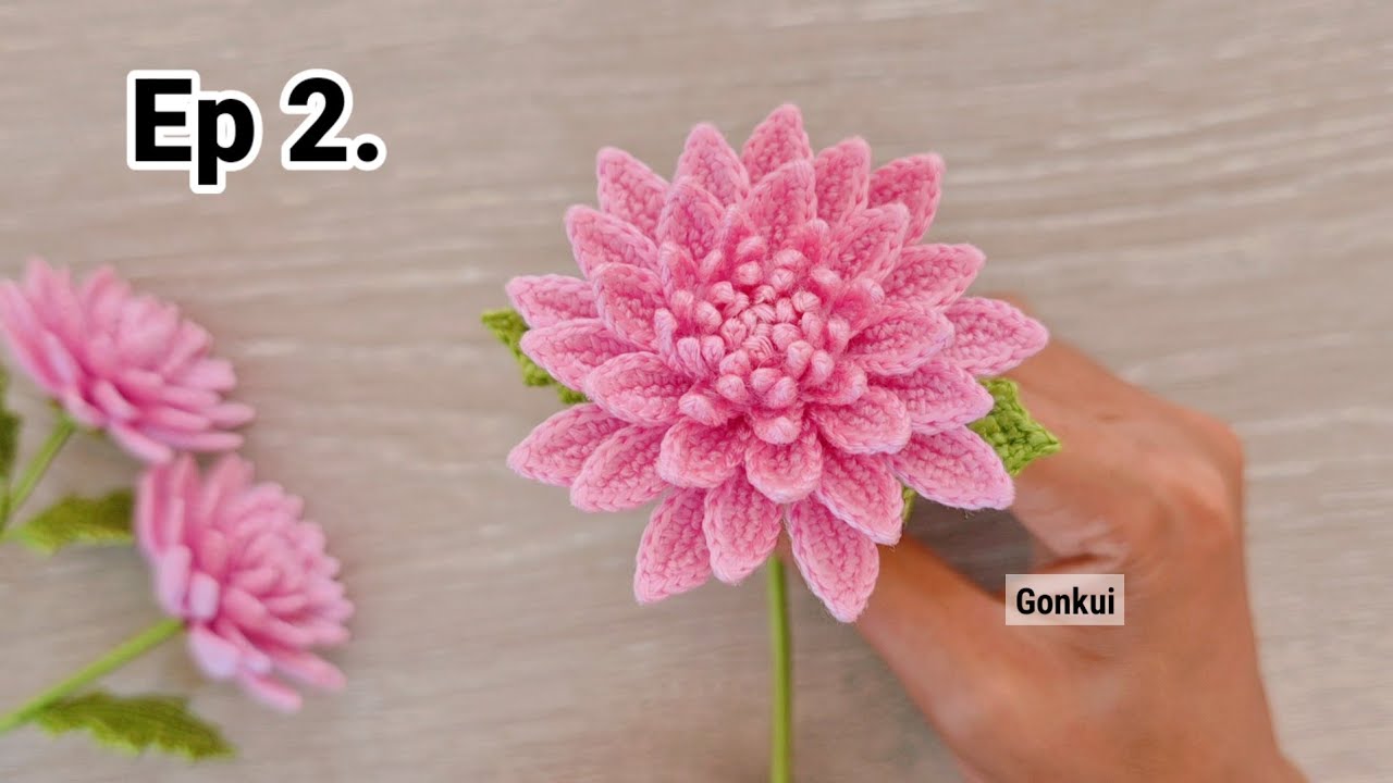 Ep2. Petal D / E / F 💕 Crochet a pink chrysanthemum Flower Tutorial step by step #crochet 