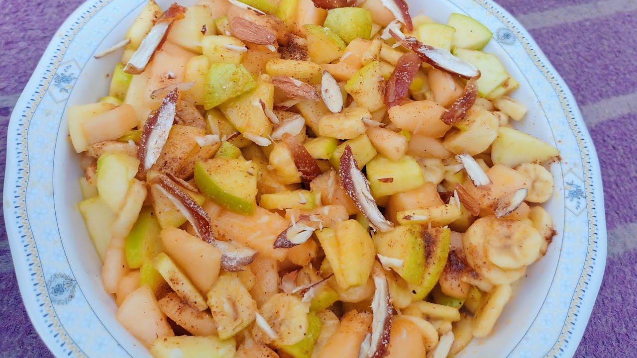 Fruit chaat recipe ( Ramdan Recipie ) fruit chaat with two tang