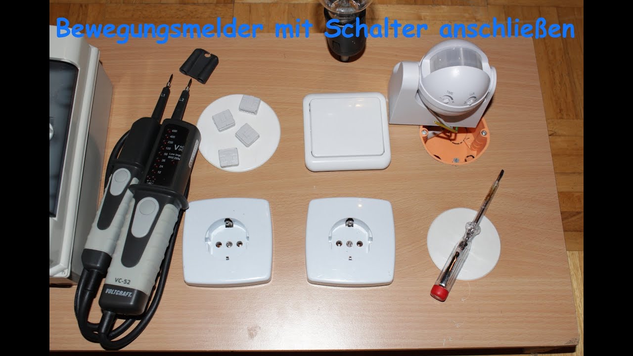 Bewegungsmelder mit Schalter anschließen