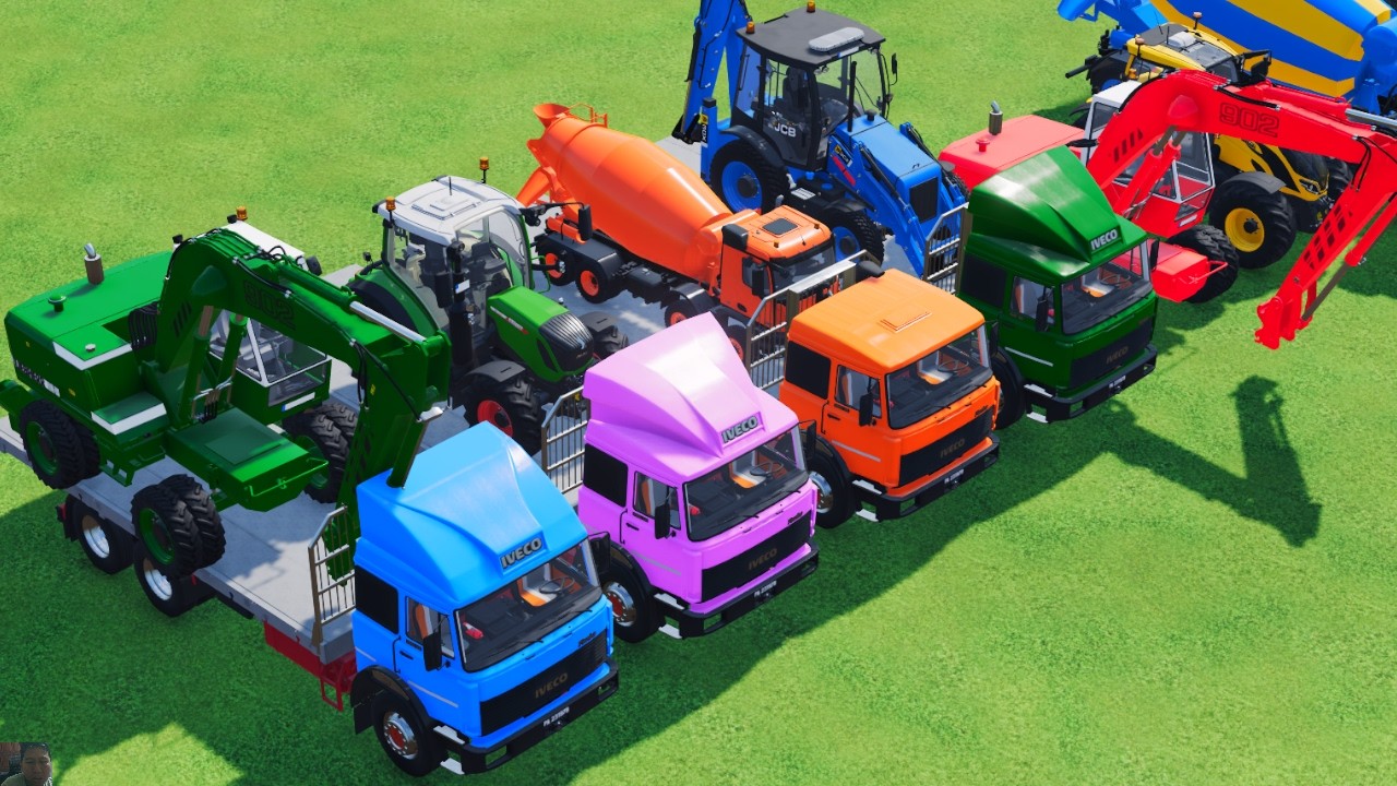 TRANSPORTING EXCAVATOR MIXER TRUCK TRACTORs Backhoe loaders Beamng.Drive Game FARMING SIMULATOR 22