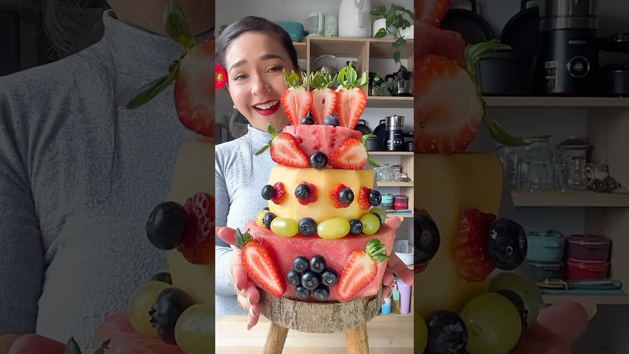 PASTEL DE FRUTAS PASO A PASO👇 🍇🍉🍈🍓#receta #recetasfaciles #pasteles #recetasfaciles