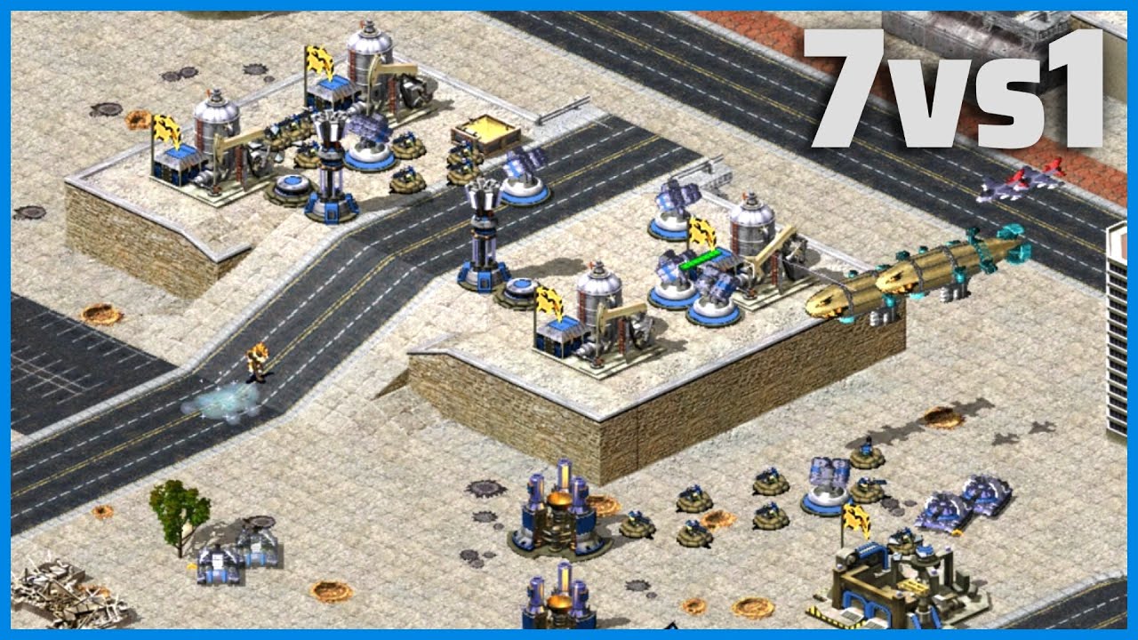 Red Alert 2  Mirage Defence Line  (7 vs 1 + Superweapons)