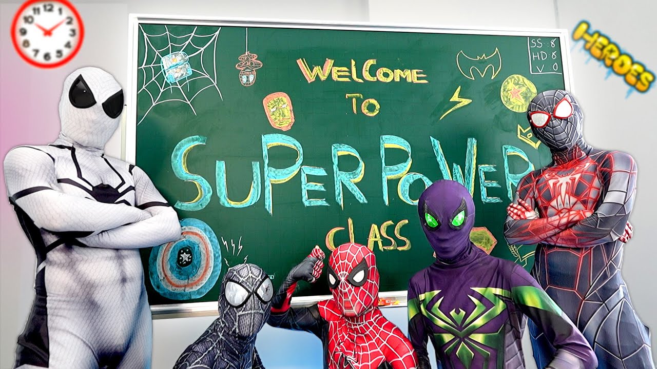 Super Power Class ( Episode 1 ) - First Day SPIDER-MAN Bros Go To School And Met NEW FRIENDS