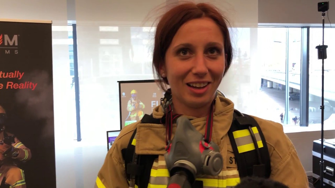 See firefighter and CTIF Secretary Neza Strmole try the FLAIM Virtual Reality firefighting training