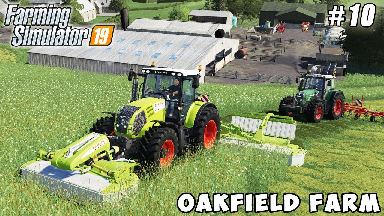 Mowing grass, baling hay | Farming on Oakfield Farm | Farming simulator 19 | Timelapse #10