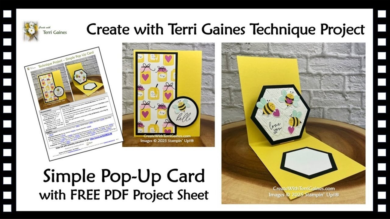 Create with Terri Gaines Technique Project - Simple Pop Up Card Tutorial using Cute As Can Bee DSP