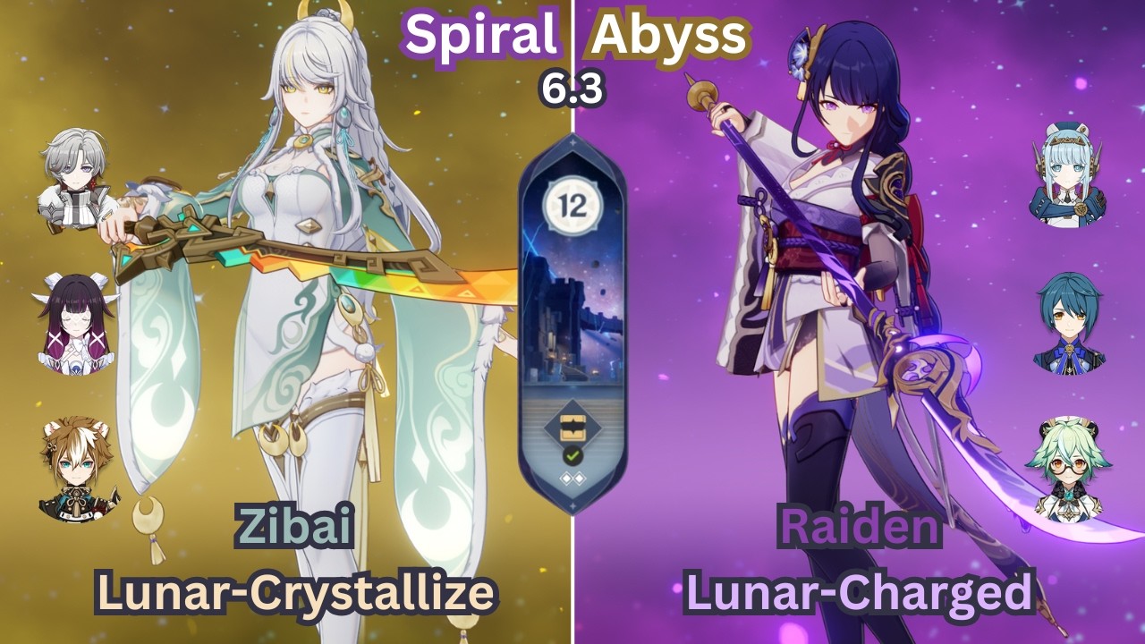 C0 Zibai Lunar-Crystallize & C2 Raiden Lunar-Charged | Spiral Abyss 6.3 | 9 Stars | Genshin Impact