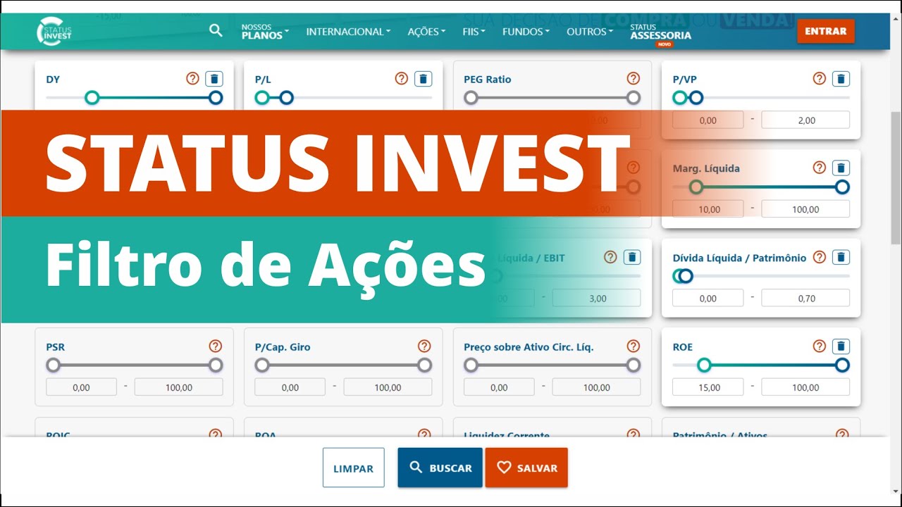 STATUS INVEST: Filtro de Ações