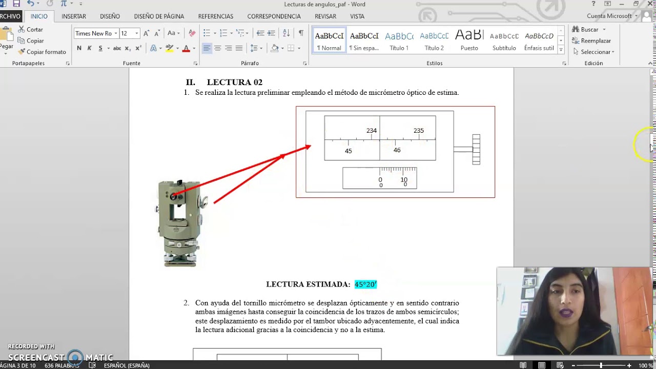 TAQUIMETRIA - Lectura de ángulos y distancia horizontal