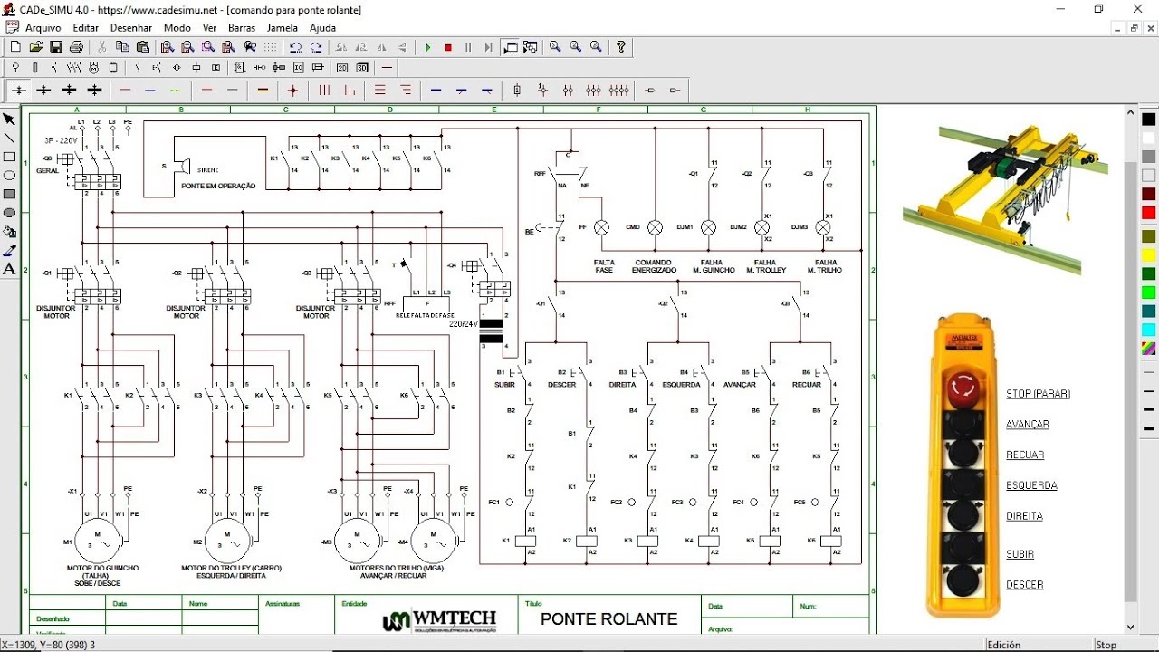 Ponte Rolante | Comandos Elétricos - Diagrama Elétrico para Baixar!⚡️