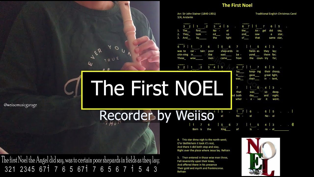 Lagu Natal 'NOEL' dengan Recorder, Christmas Carol - Not Angka dengan Recorder