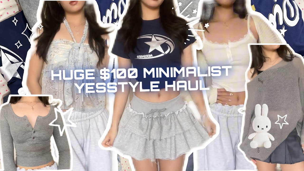 ОГРОМНЫЙ минималистичный набор Yesstyle за 100 долларов 🌀🩵✨ модная, простая одежда + kfashion (набор велосипедов Yesoul + обзор)