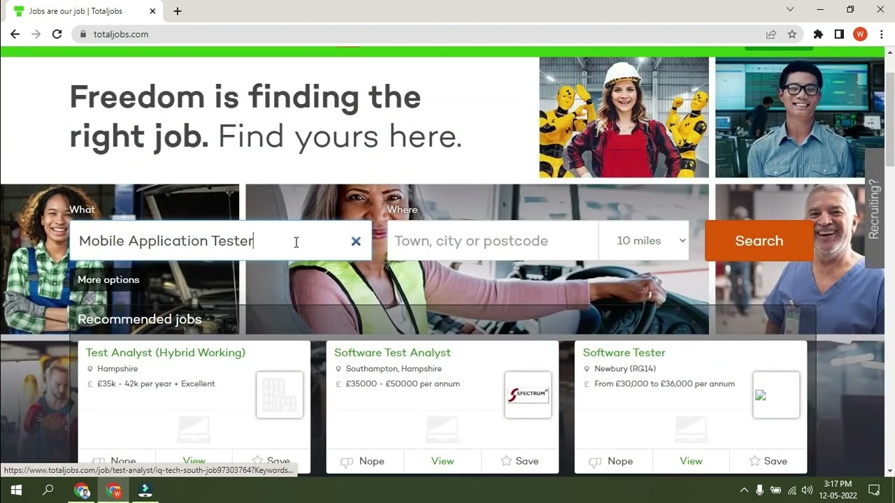 Portal to find different high paying jobs on totaljobs.com