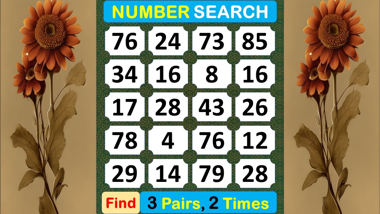Number Search: Find Pair Numbers to Mature Your Confidence. #braingame #memory #puzzle #quiz  -#405