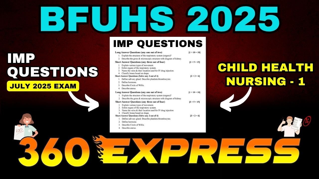 BFUHS CHILD HEALTH NURSING IMP QUES | bsc nursing 6th sem IMP QUESTIONS | BABA FARID UNIVERSITY