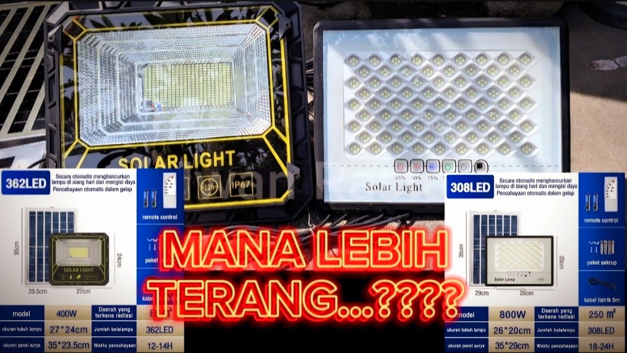 Lampu Tenaga Surya Murah Berkualitas || Perbandingan Cahaya Lampu Solar Panel Tanpa Tagihan PLN