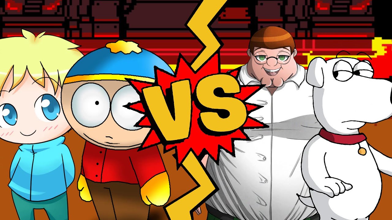 M.U.G.E.N. Battles | Eric Cartman/Butters Stotch vs Peter/Brian Griffin | South Park vs Family Guy