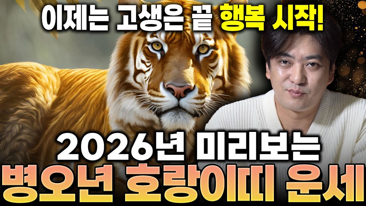 2026년 병오년 미리보는 호랑이띠 운세!! 귀인으로 인한 최고의 대운이 들어온다!? 인생역전 시작! 50년생 62년생 74년생 86년생 98년생 10년생 호랑이띠 운세