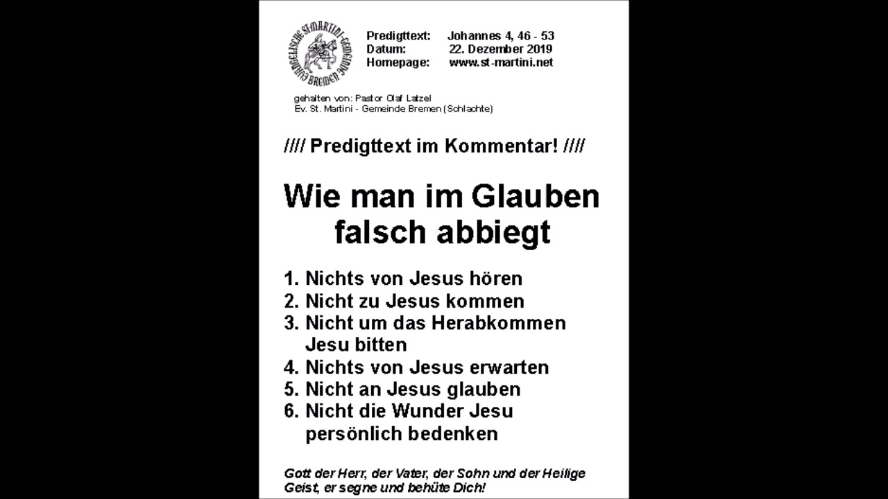 22.12.2019 - Wie man im Glauben falsch abbiegt