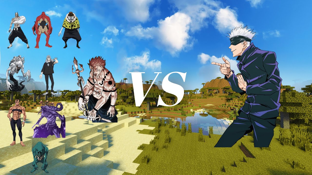 Gojo Satoru VS All Curses and Sukuna / Minecraft
