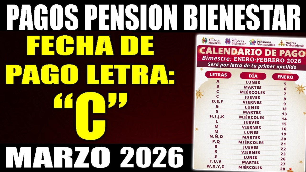March 2026 Payment Schedule, Letter C | When is the welfare pension paid?