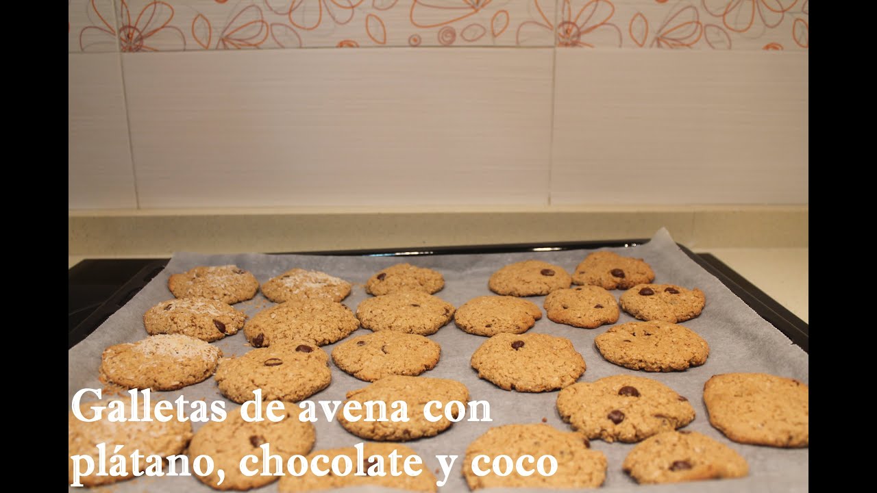 ¡Galletas de avena con plátano, chocolate y coco!