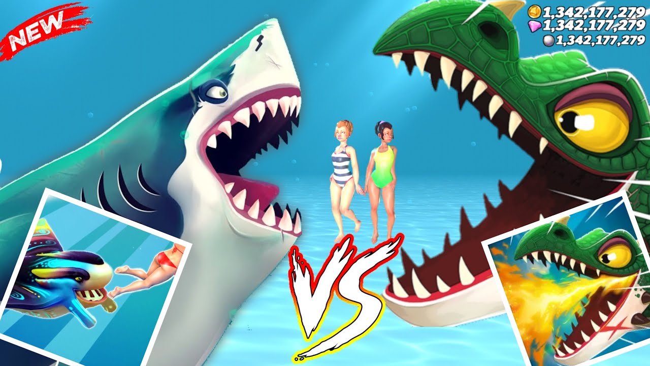 Hungry Shark World - All Sharks & And Skin Unlocked - Hungry Shark World vs Hungry Dragon