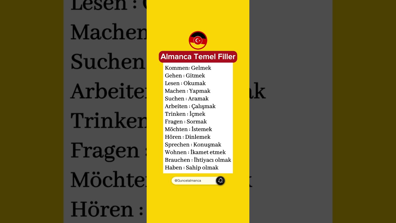 Almanca temel fiiller #almanca #almanca&ouml;grenmek #almanya #lernedeutsch #lernen #deutsch