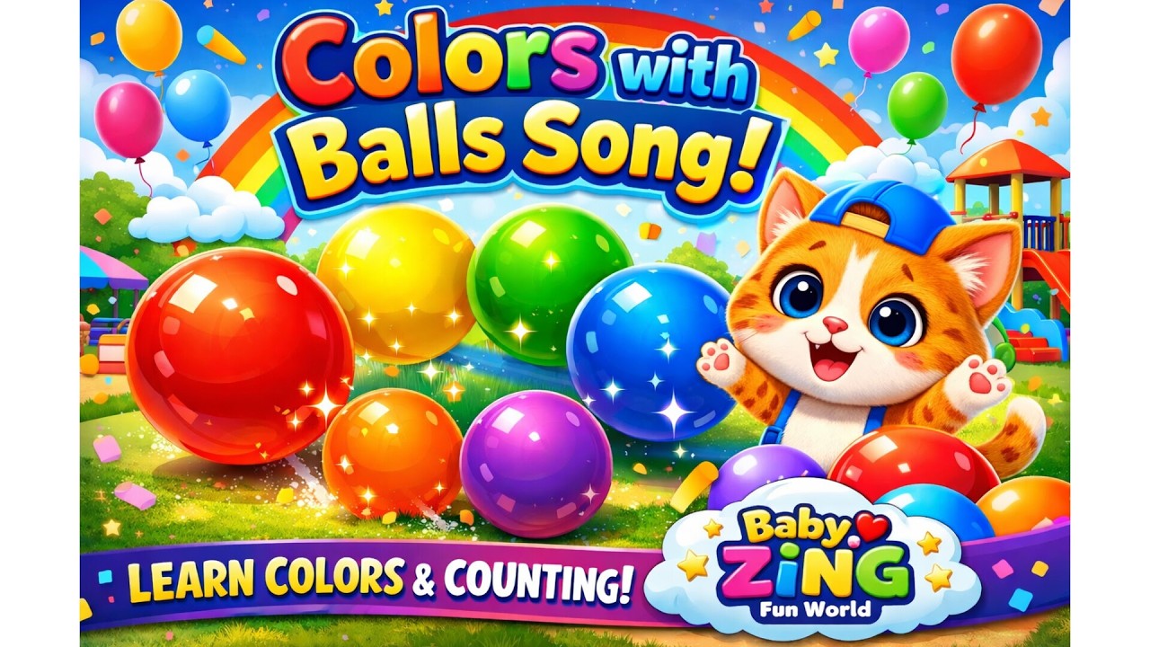🌈🎈 Colors with Balls Song | Learn Colors & Counting | Baby Zing Fun World