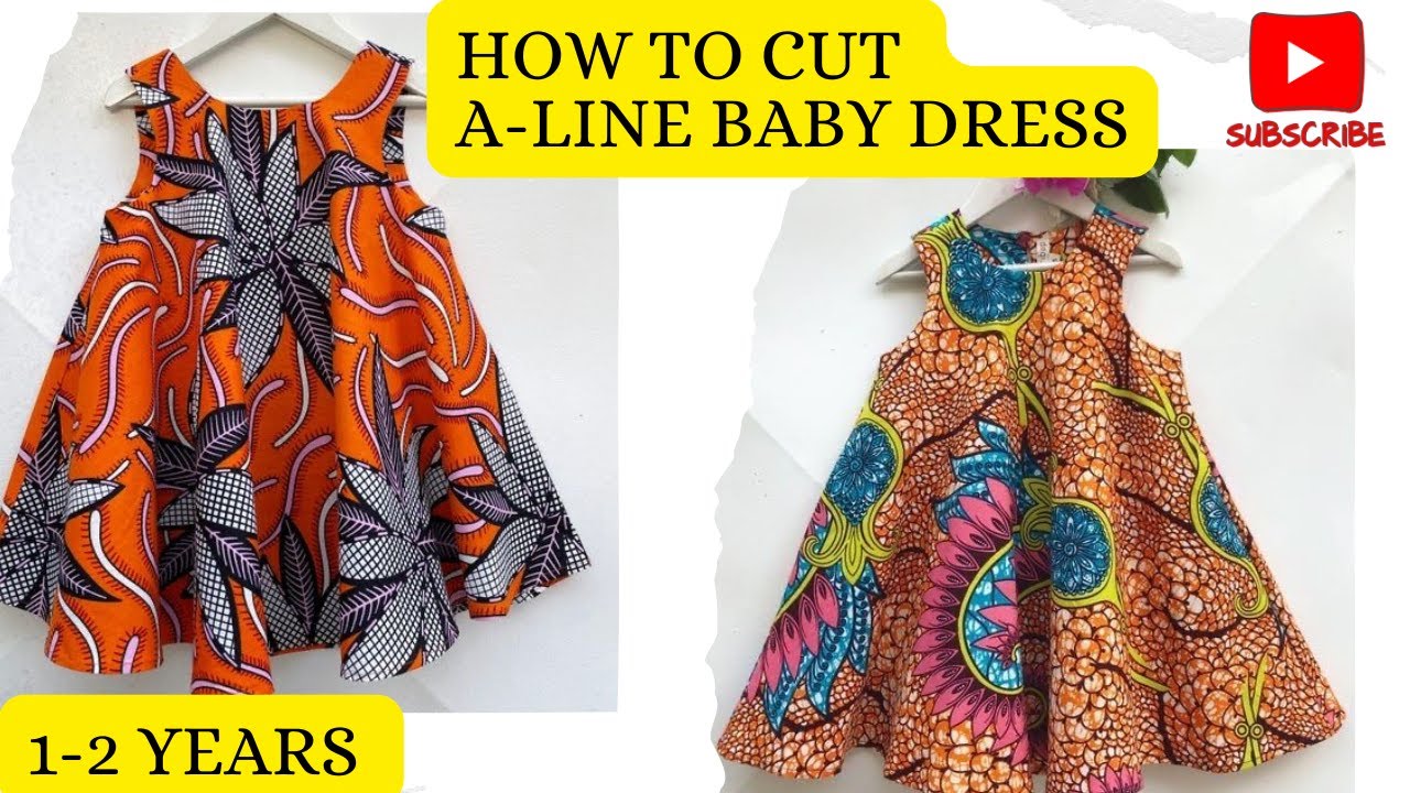 HOW TO CUT AND SEW A SIMPLE FLARED DRESS FOR BABY GIRL | BABY FROCK CUTTING AND STITCHING