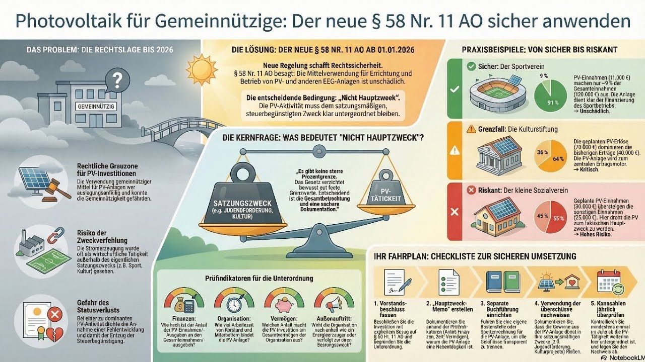 39 Grüner Strom, Gemeinnützigkeit: Fakten, die jeder Verein ab 2026 über Photovoltaik wissen muss