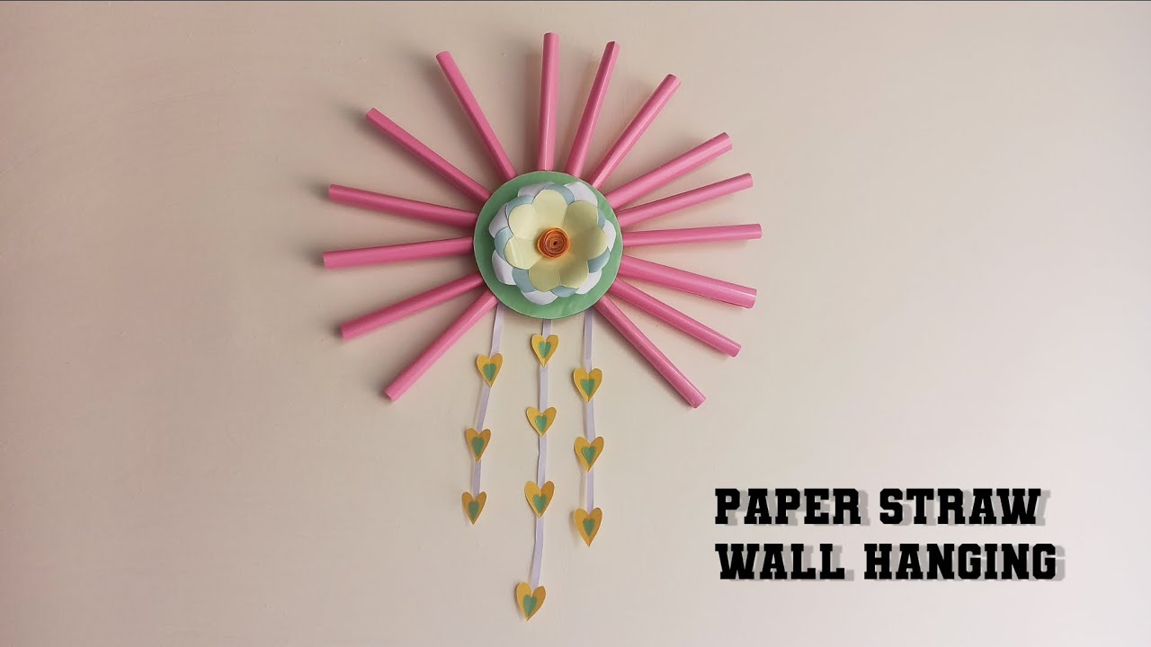 Paper Straw Wall Hanging Craft - Paper Flower Wall Decor - Aesthetic Room Decor with Paper