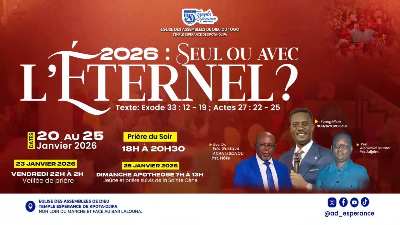 LIVE | 2026 : Seul ou Avec l'Eternel - Temple Espérance de DJIFA-KPOTA