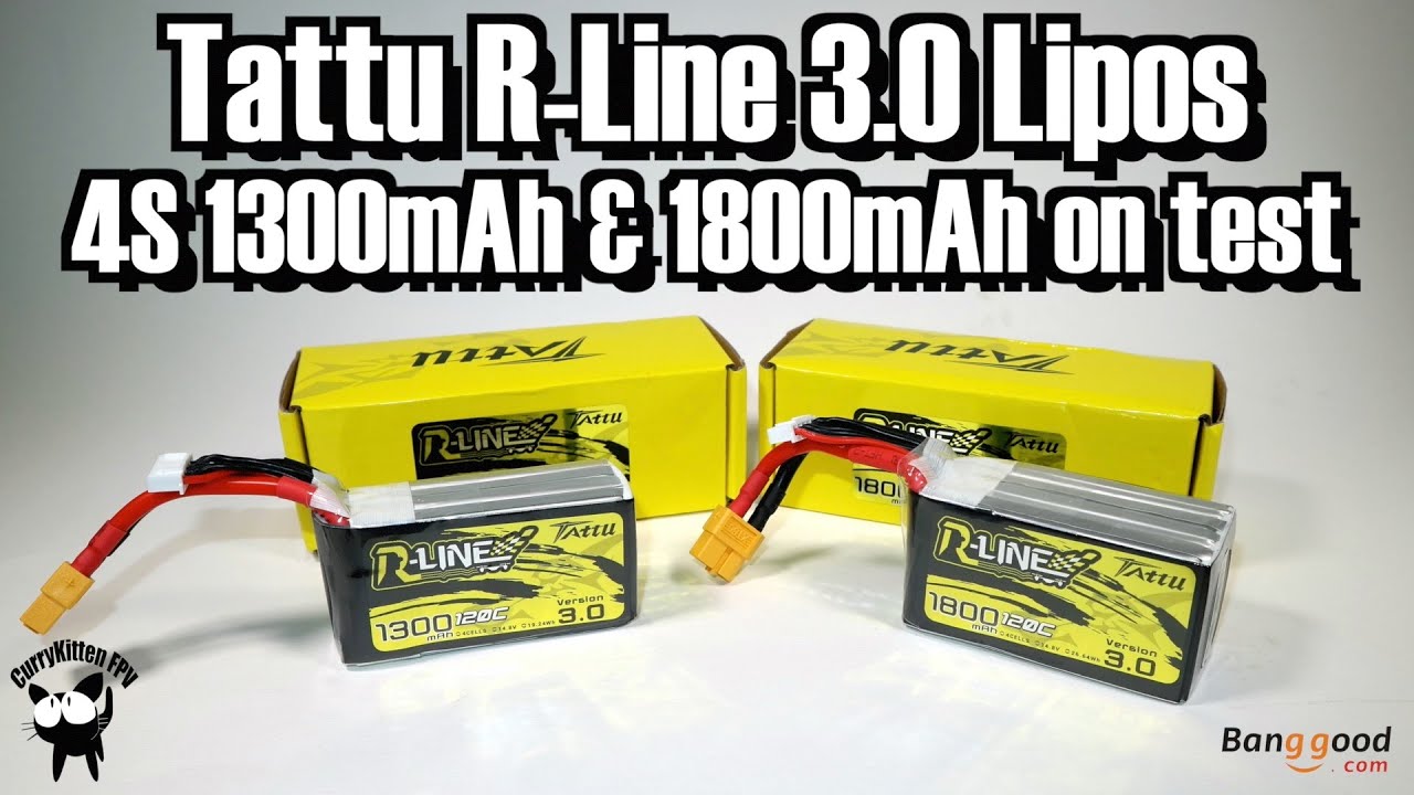 Аккумуляторы Tattu R-Line 3.0 1300 мАч и 1800 мАч 4S LiPo. Поставщик Banggood.