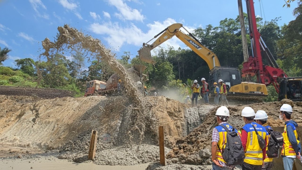 Semen Cor Berhamburan !!! Pengecoran Bore Pile Di Jalur Batu Jomba