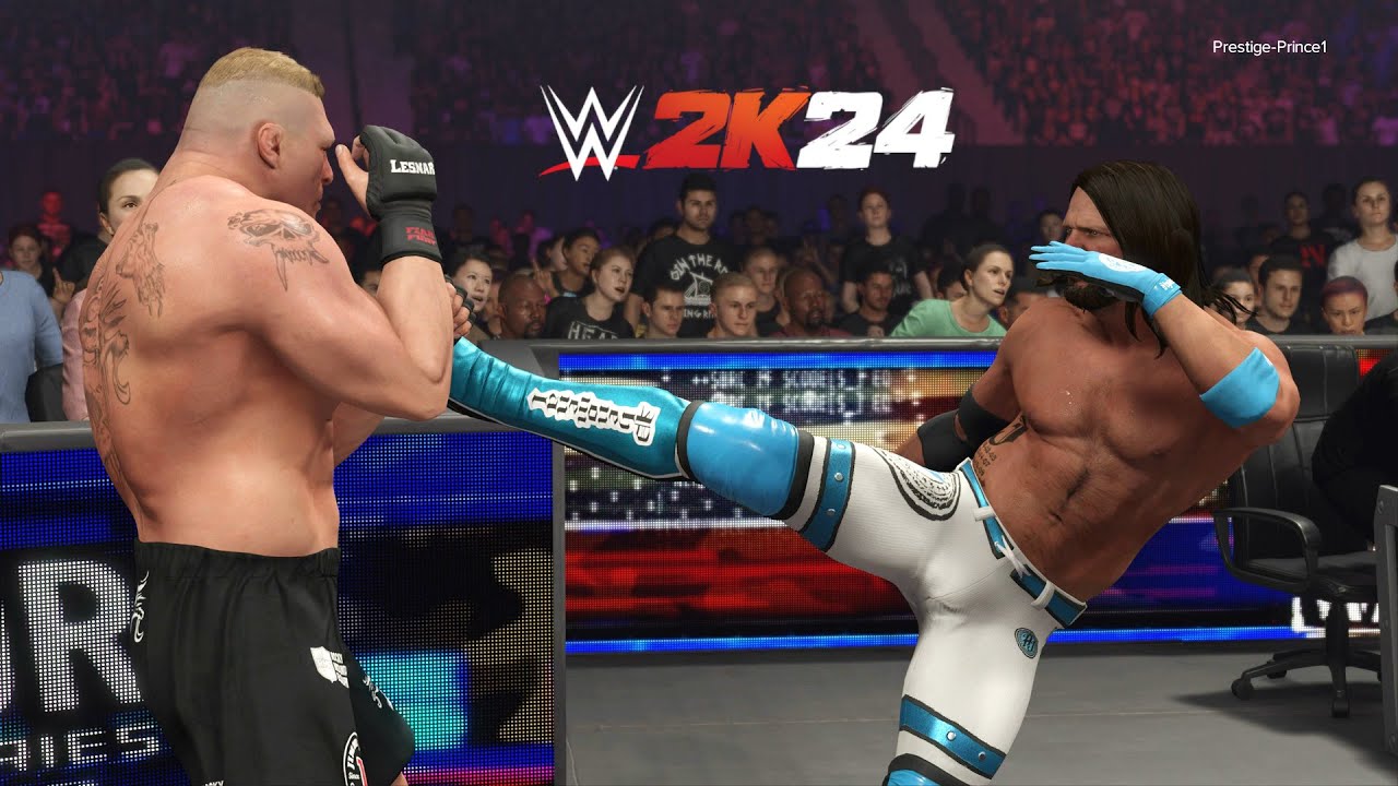 WWE 2K24 - Brock Lesnar Vs AJ Styles *FIVE STAR MATCH* (PS5)