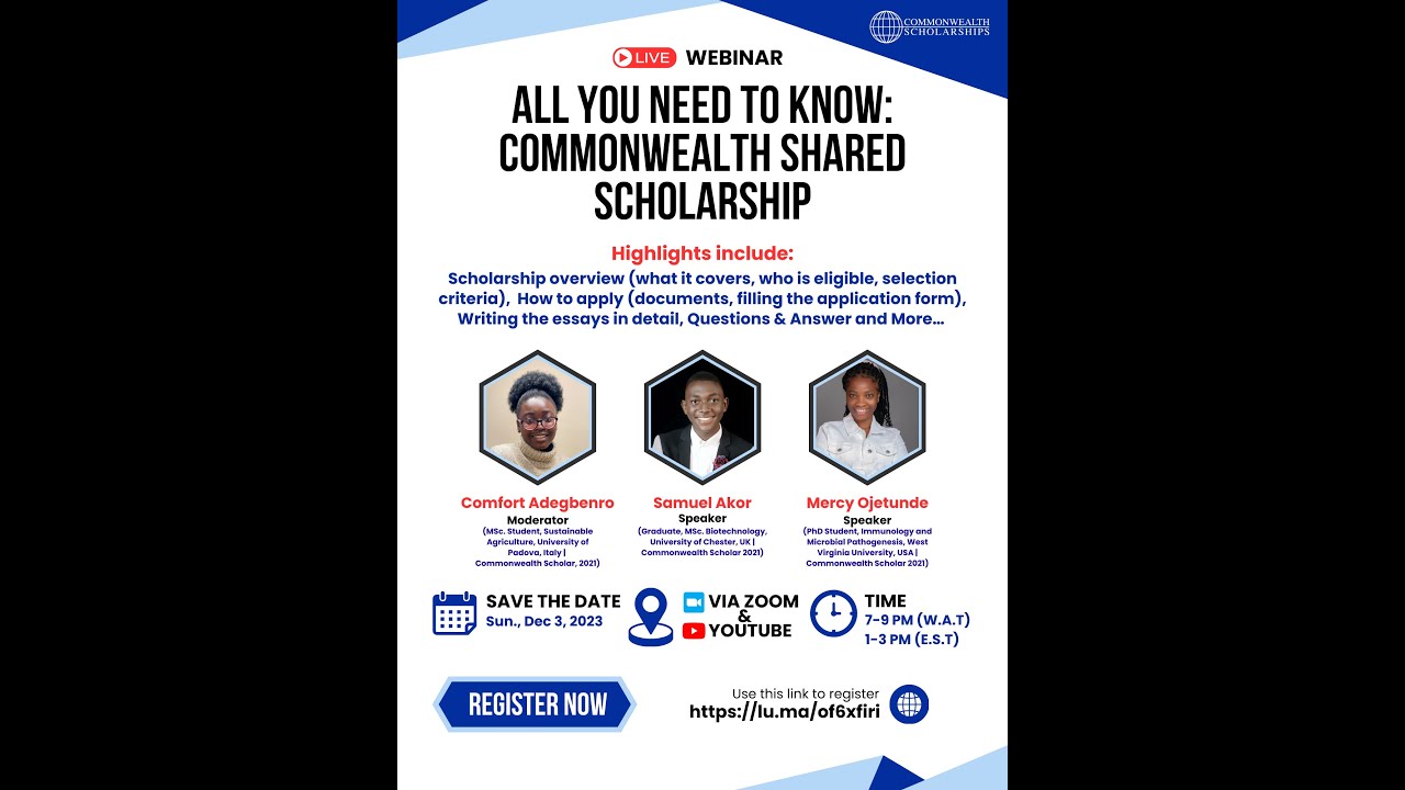 COMMONWEALTH SHARED SCHOLARSHIP WEBINAR