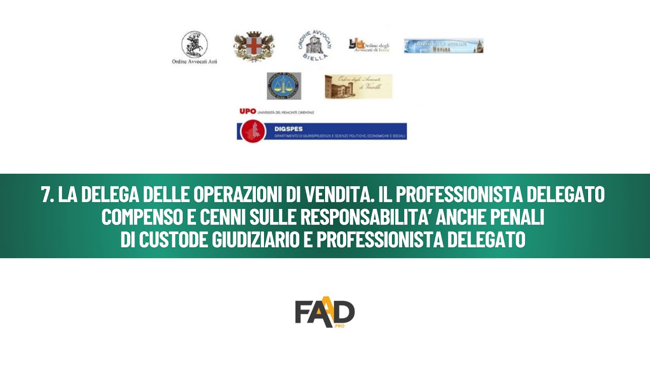 7. LA DELEGA DELLE OPERAZIONI DI VENDITA