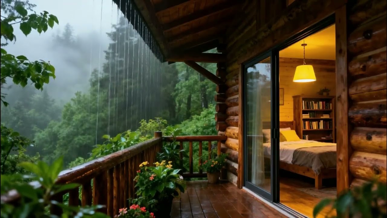 Forest Rain Outside the Bedroom Window ☔ Calm Night Ambience