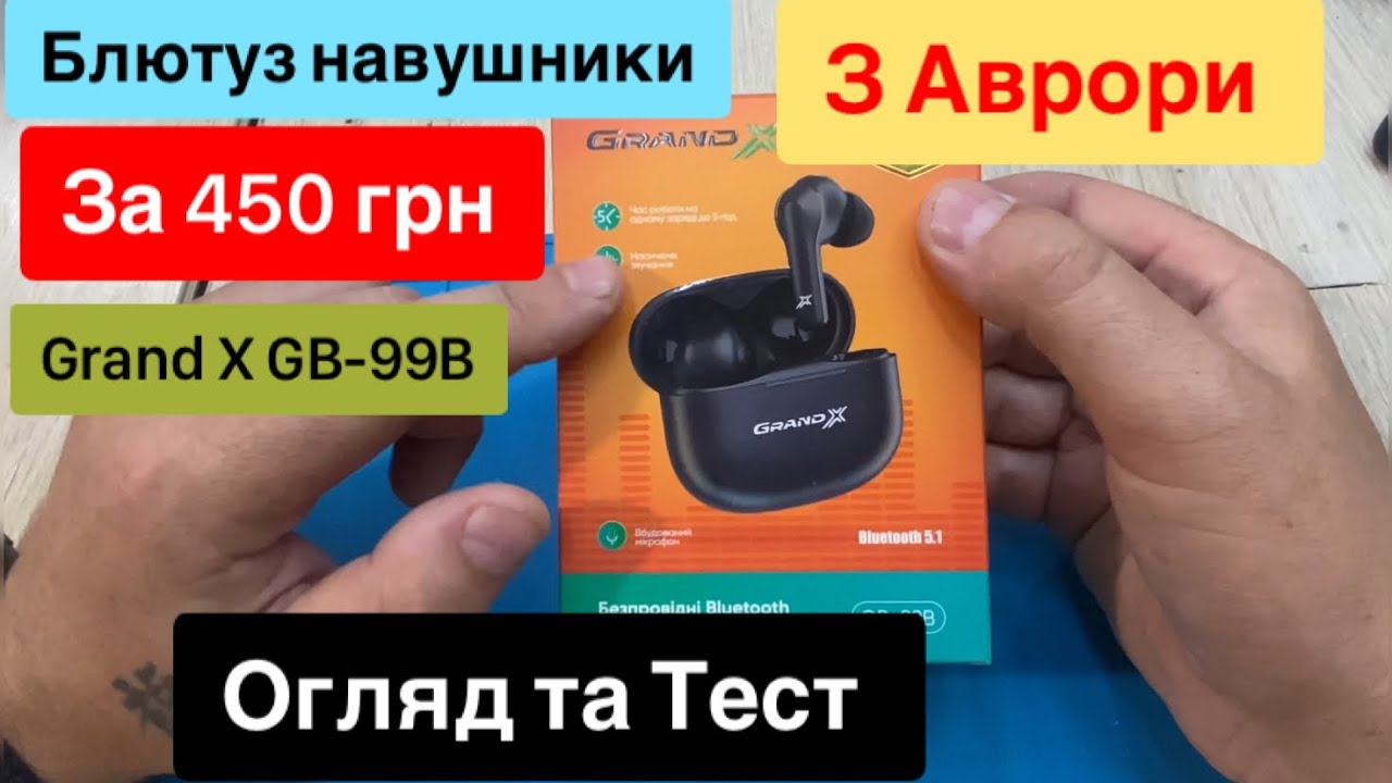 Блютуз навушники з Аврори за 450 грн Grand X GB-99B Огляд та Тест
