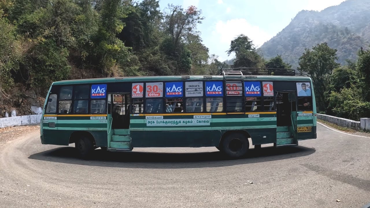 Govt Bus And Tipper Lorry Car Turning Kodaikanal Hairpin bend Hills Driving