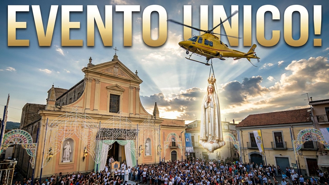 (LIVE) ARRIVO DELLA STATUA DELLA MADONNA DI FATIMA IN ELICOTTERO E PROCESSIONE.