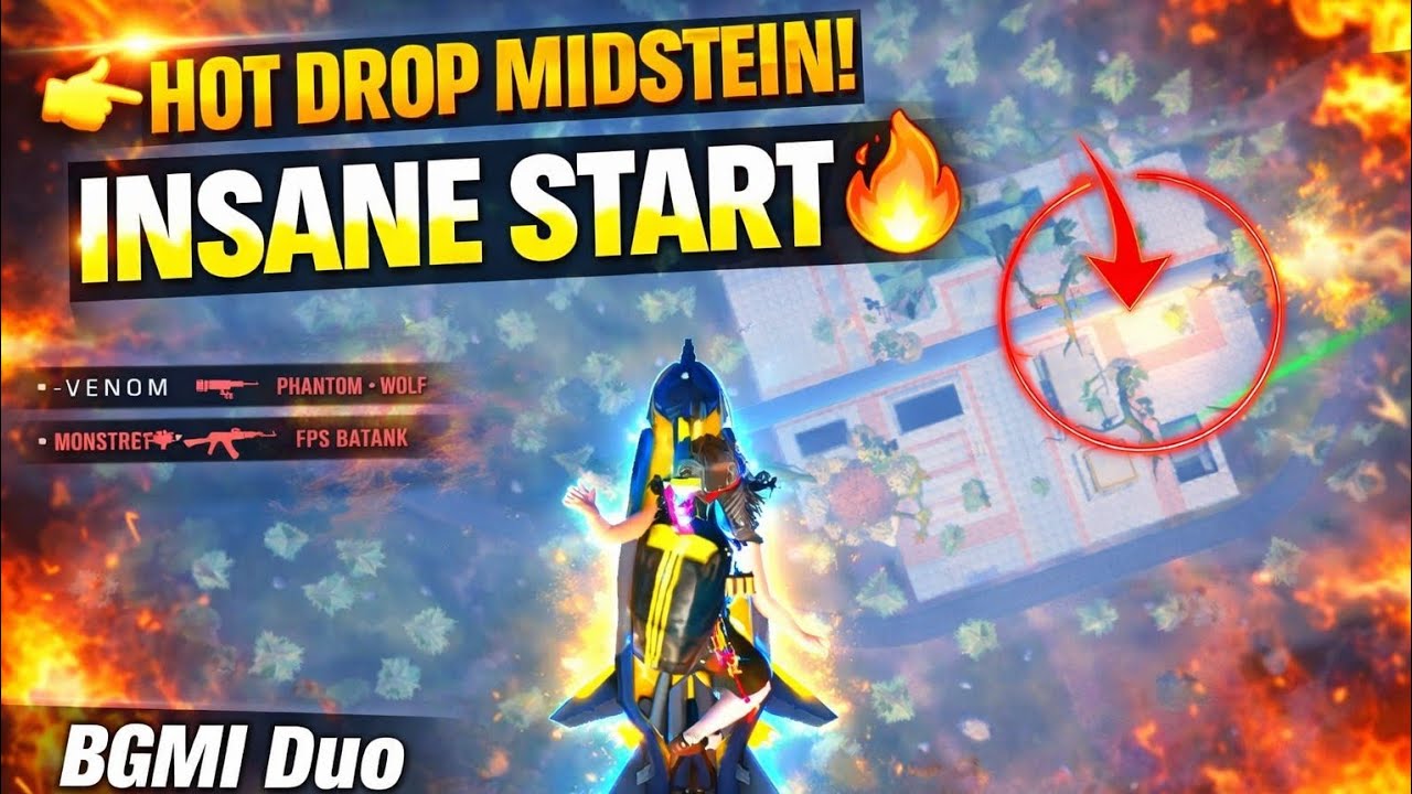 Midstein Hot Drop 🔥 1v2 Clutch | BGMI Gameplay