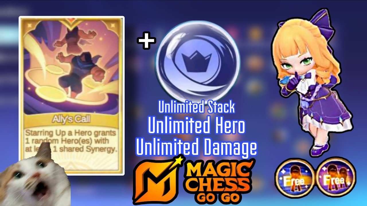 Ally's Call CARD x ShadowCell Synergy Unlimited GOLD, HERO, DAMAGE, STACK, | MagicChessGoGo