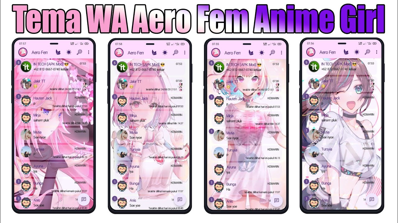 Bagi Bagi Tema WA Aero Fem Anime Girl Tampilan Makin Imutt